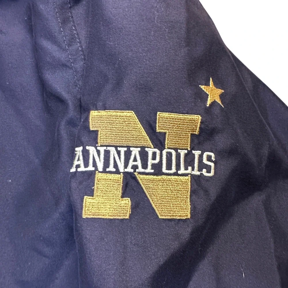 Vintage Crable Sportswear Navy Annapolis Windbreaker Pullover Blue Gold XXL